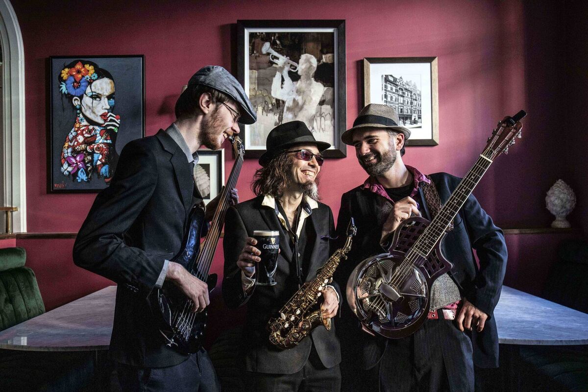 Underscore Orkestra Trio: Jorge Kachmari (Saxophone), Brian Leach (Guitar) and Jack Egan (Bass Guitar) at the launch of the Jazz last year. Picture: Clare Keogh 