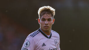 Emile Smith Rowe’s recent game time for Arsenal has been impacted by a groin injury. (Steven Paston/PA)