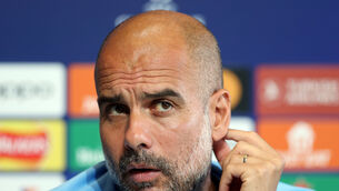 <p>DERBY DUEL: Pep Guardiola is preparing his side to face Manchester United. Pic: Barrington Coombs/PA</p>