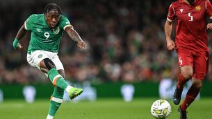 <p>ON TARGET: Michael Obafemi followed up his goal against Armenia with the winner for Swansea against West Brom. Pic: Ramsey Cardy/Sportsfile</p>