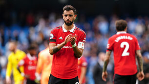 <p>Bruno Fernandes has urged Manchester United to use the derby defeat by Manchester City as a motivation to improve (Martin Rickett/PA)</p>