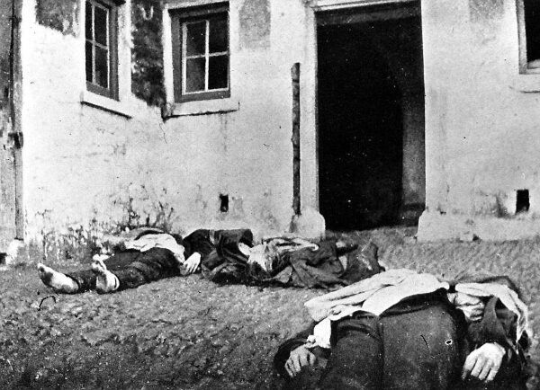 The bodies of three IRA men killed by the British army in West Cork in December 1920.