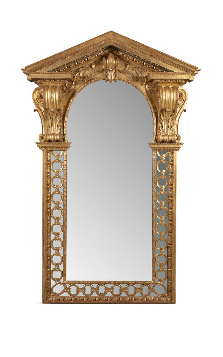 Irish architectural giltwood mirror attributed to John and Francis Booker.