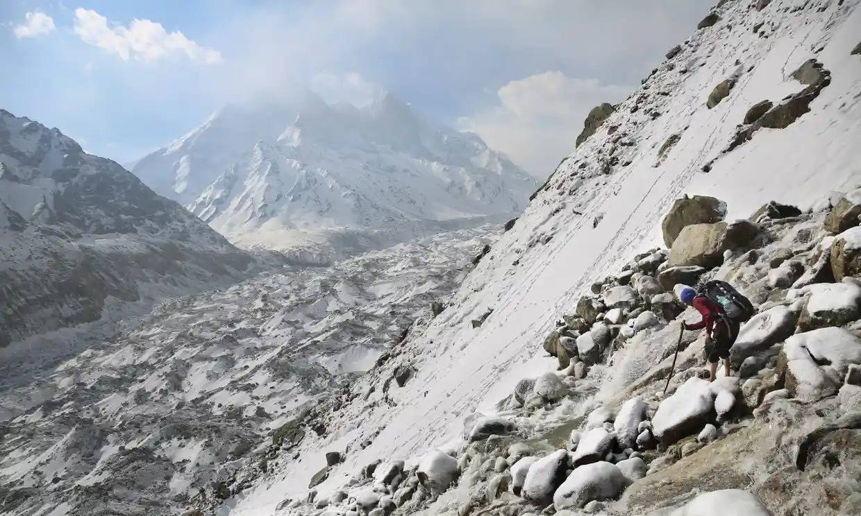 The avalanche took place in the Gangotri range of the Garhwal Himalayas Photograph: Altaf Qadri/AP