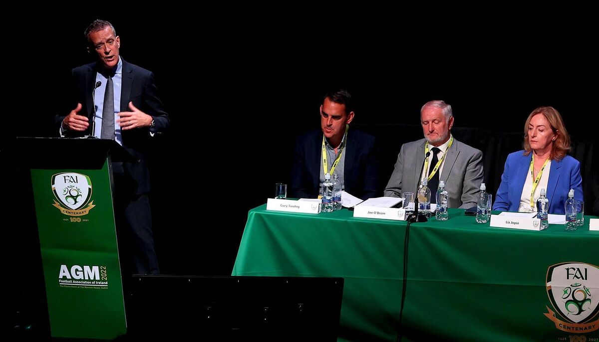 Further questions: FAI CEO Jonathan Hill at the association's AGM this past summer. Pic: INPHO/Ryan Byrne