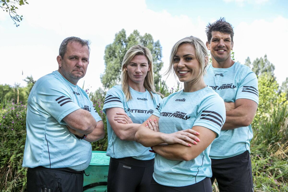 Davy Fitzgerald with coaches Nina Carberry, Anna Geary and Donncha O’Callaghan on Ireland's Fittest Family