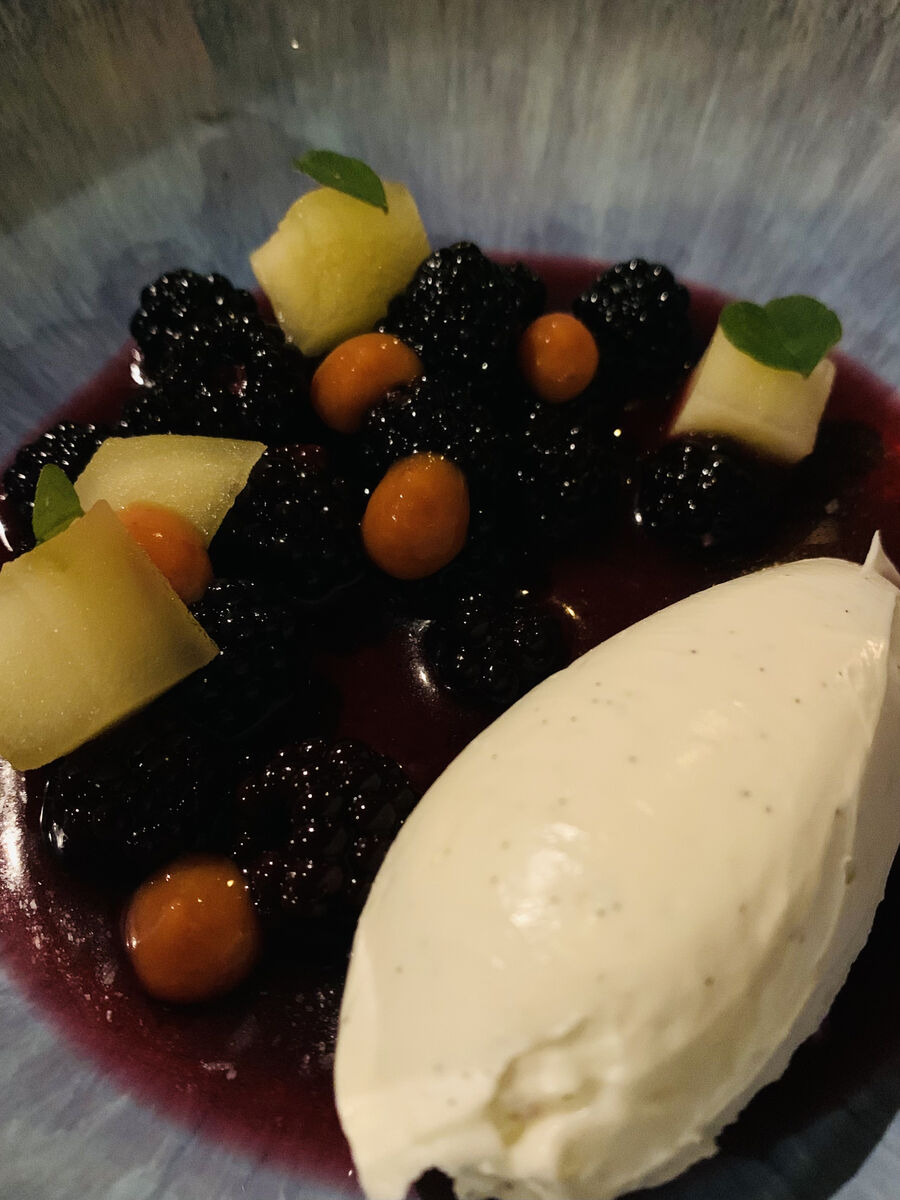 Wild Blackberries, Poached Apple, Rose Hip and Vanilla Mascarpone