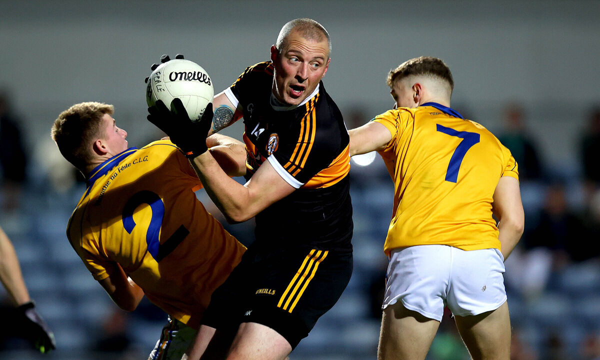 SHANKE AND BAKE: Feale’s Donnacha Maher puts Kieran Donaghy of Austin Stacks under pressure. 
