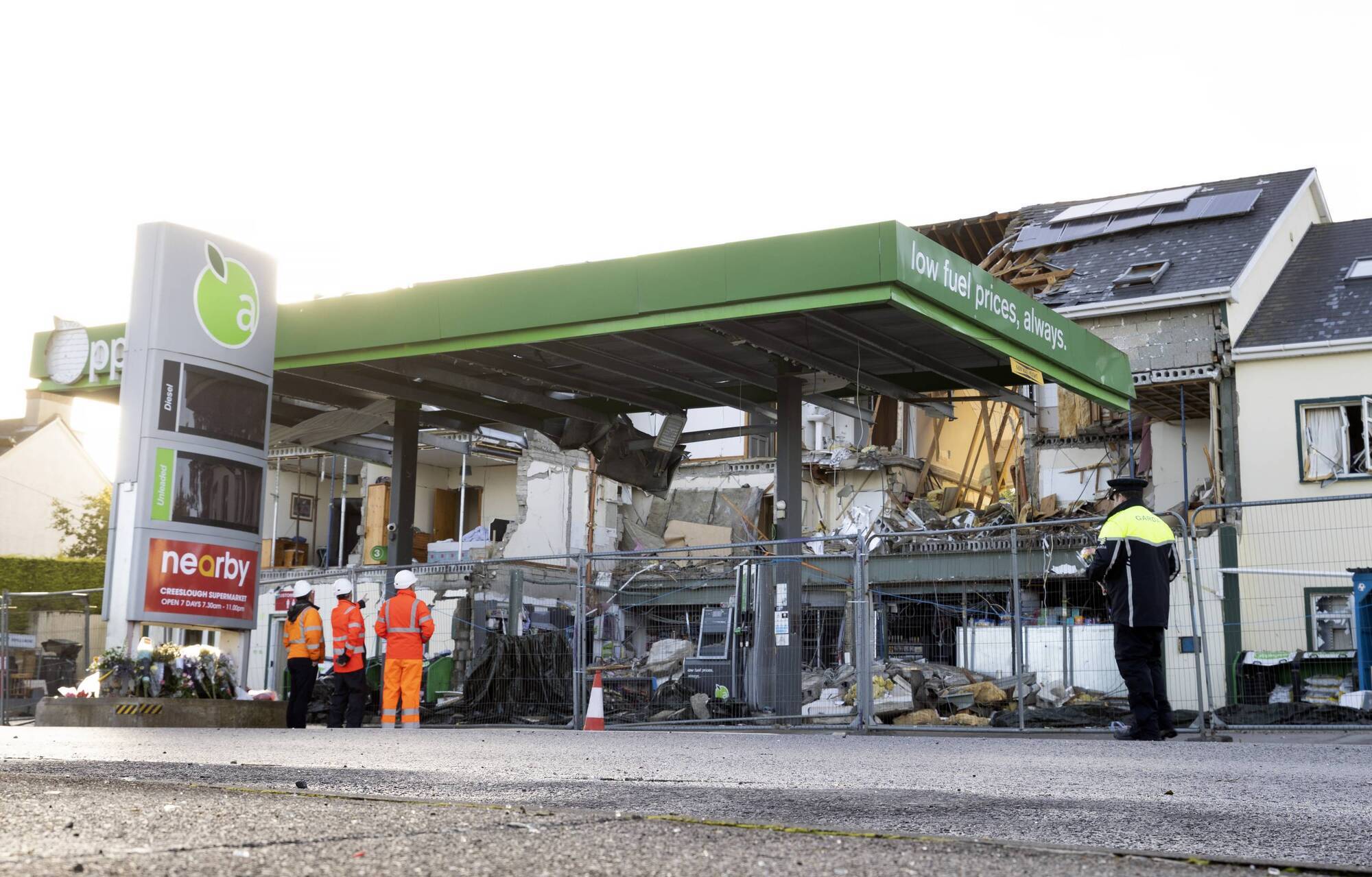 a view of the Applegreen petrol station in Creeslough, Co Donegal where 10 people died in an explosion on Friday. Picture: Joe Dunne 