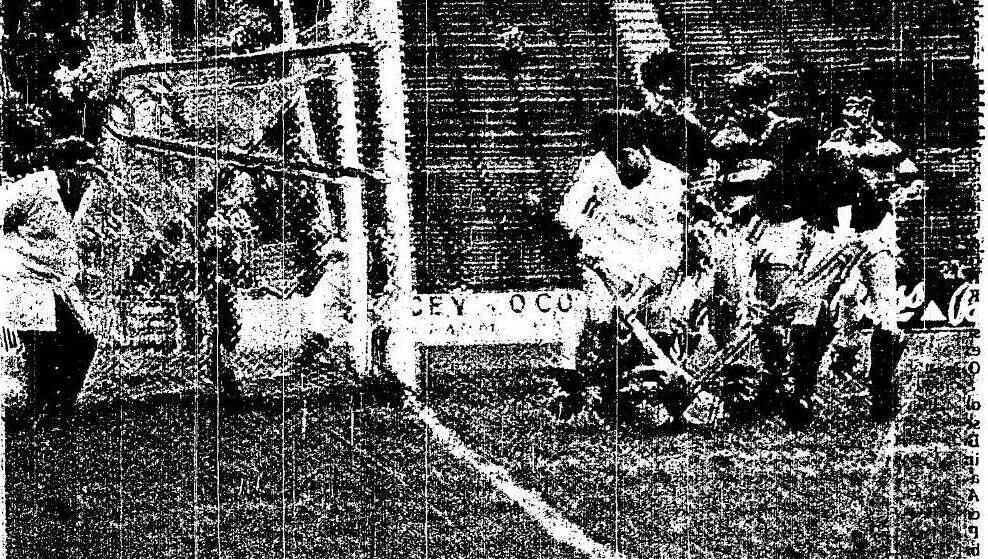 Tim Murphy makes a save in the Rockies goal. Picture: Donal Sheehan