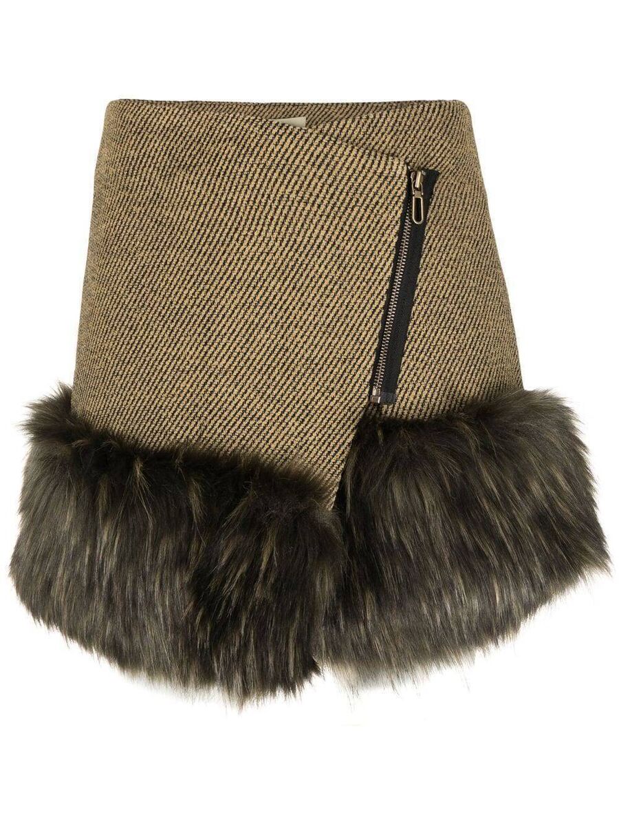 Andersson Bell tweed-wrap faux-fur trim skirt, Farfetch, €382 Andersson Bell tweed-wrap faux-fur trim skirt, Farfetch, €382