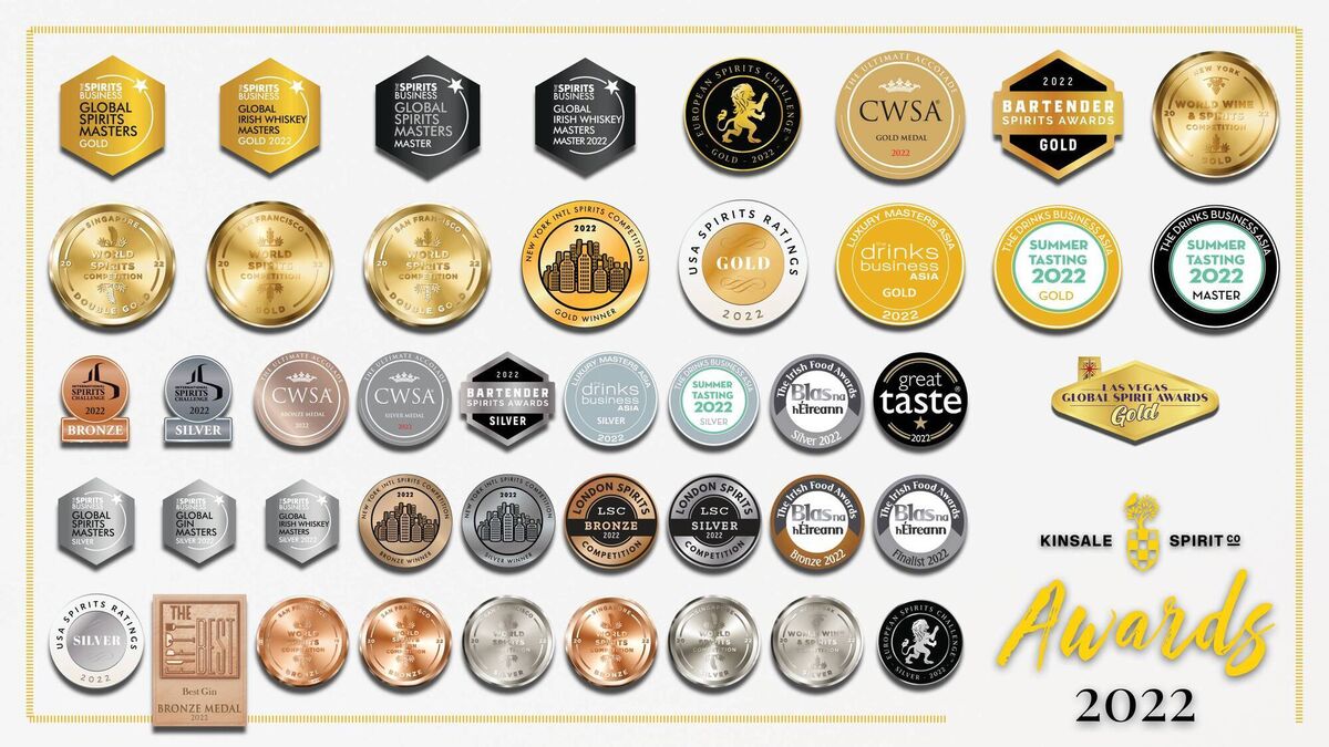 Kinsale Spirit Company have won countless awards for their gins and whiskeys. Kinsale Spirit Company have won countless awards for their gins and whiskeys.