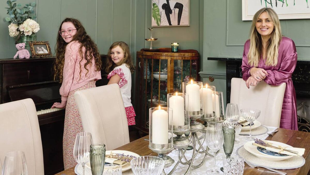 Aoife with her girls, Alice (12) and Liliana (8). Photograph: Philip Lauterbach