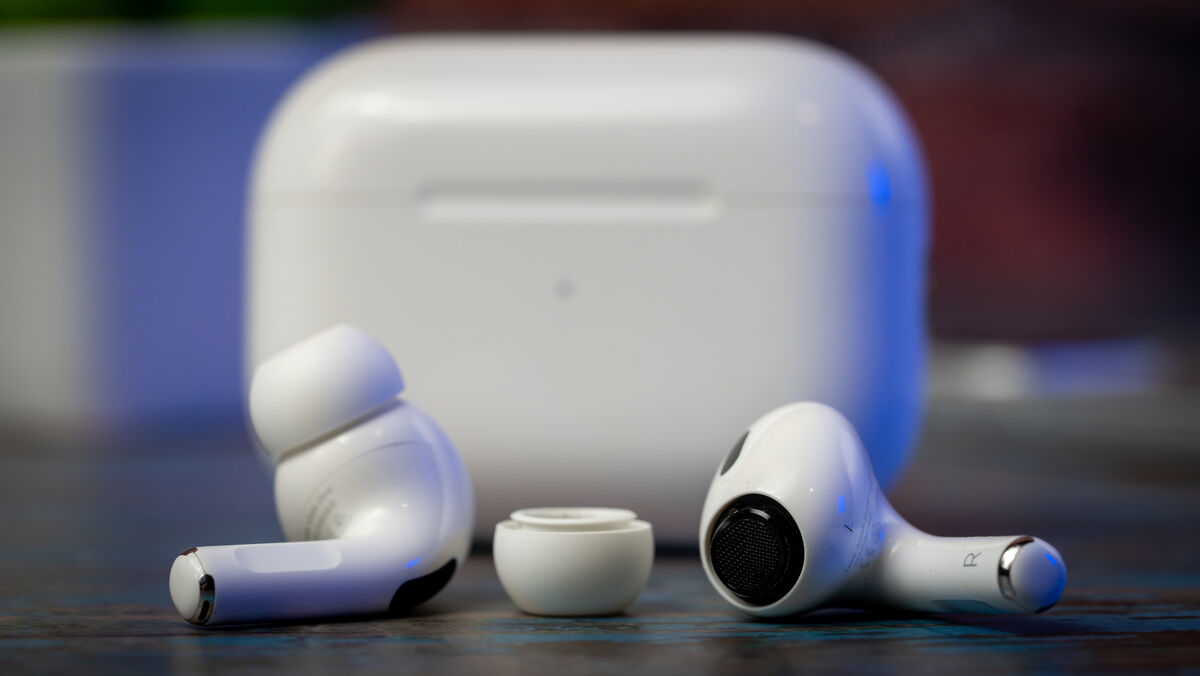 Apple AirPods Pro now has a new smaller size ear tip. Picture: Noel Campion. Apple AirPods Pro now has a new smaller size ear tip. Picture: Noel Campion.