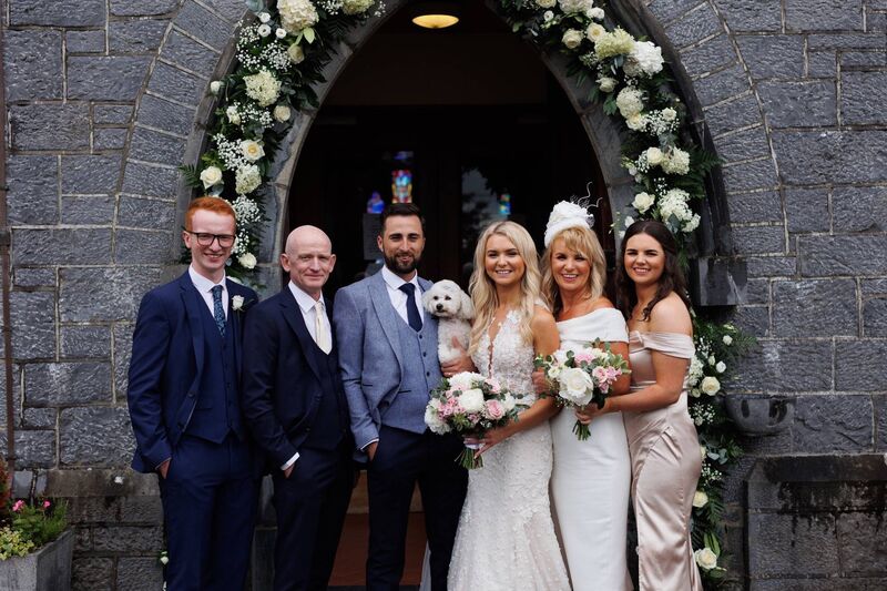 Kieran McHugh, Andy McHugh, Stephen Foley, Danielle McHugh (holding Pippa), Norma McHugh and Rebecca McHugh.