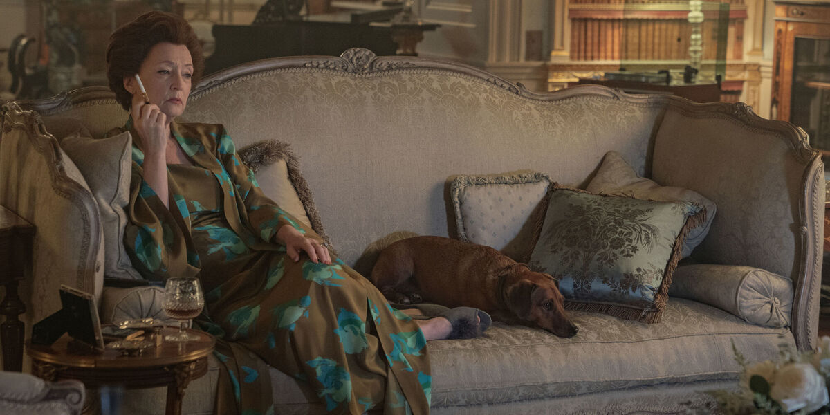 Lesley Manville as Princess Margaret, from season five of The Crown on Netflix