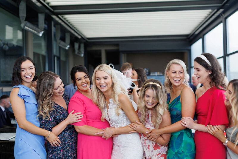 All smiles: Danielle and pals.