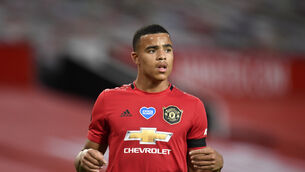 <p>Manchester United's Mason Greenwood during the Premier League match at Old Trafford, Manchester.</p>