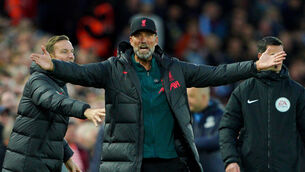 Jurgen Klopp was sent off by Anthony Taylor (Peter Byrne/PA)