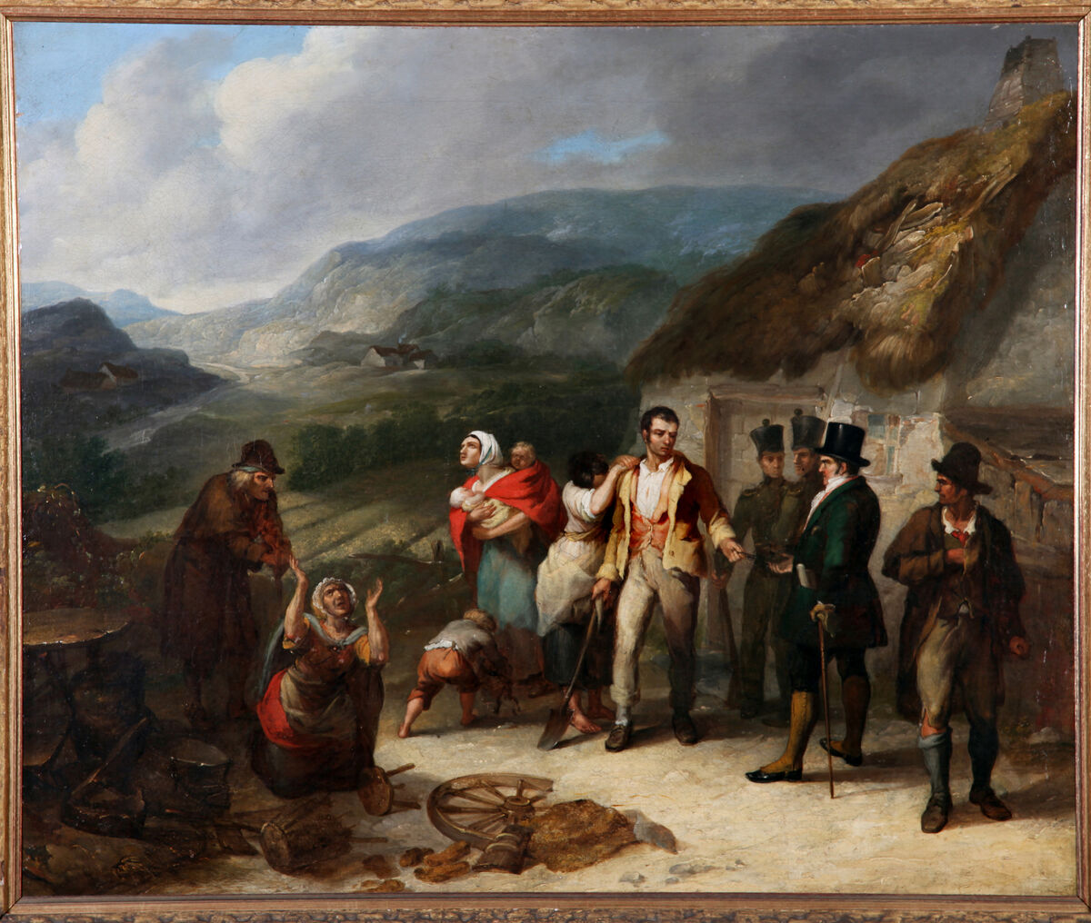 Daniel MacDonald’s painting The Eviction (c1850) depicts a tenant handing the key to his cottage back to the landlord. Picture courtesy of CrawfordArtGallery.ie
                    