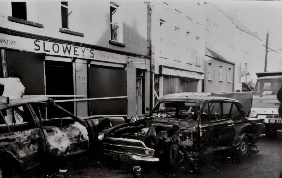 The scene of the Belturbet bombing on December 28, 1972. Picture: Garda Info The scene of the Belturbet bombing on December 28, 1972. Picture: Garda Info