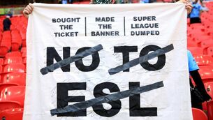 <p>FAN PROTEST: A fan in the stands holds up a banner protesting against the European Super League. A new European Super League with no permanent membership could be up and running by the 2024-25 season, the chief executive of the company behind the failed project has revealed. File pic: Adam Davy/PA Wire</p>