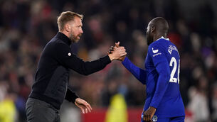 <p>Chelsea manager Graham Potter with Kalidou Koulibaly. Photo: John Walton/PA Wire.</p>