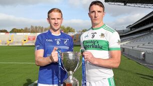 <p>ON THE LINE: Pictured ahead of the Bon Secours Premier IFC final are David Daly of Bantry Blues and Aidan Walsh, Kanturk. Picture: Jim Coughlan.</p>