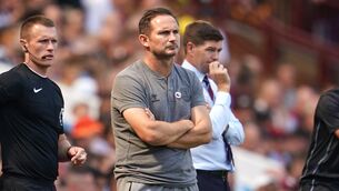 <p>PREACHING PATIENCE: Frank Lampard (left) and Steven Gerrard on the touchline when Everton played Aston Villa in August. Pic: Nick Potts/PA</p>