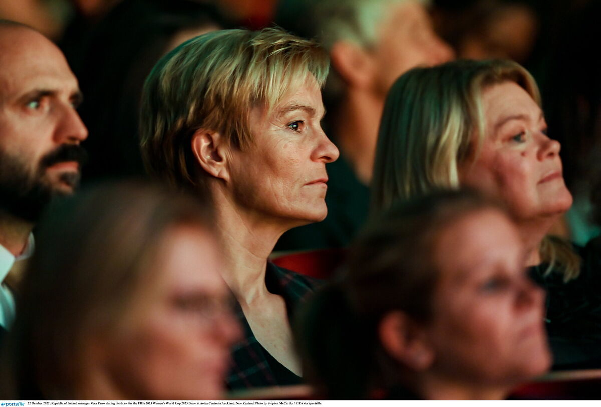 22 October 2022; Republic of Ireland manager Vera Pauw during the draw for the FIFA 2023 Women's World Cup 2023 Draw at Aotea Centre in Auckland, New Zealand. Photo by Stephen McCarthy / FIFA via Sportsfile