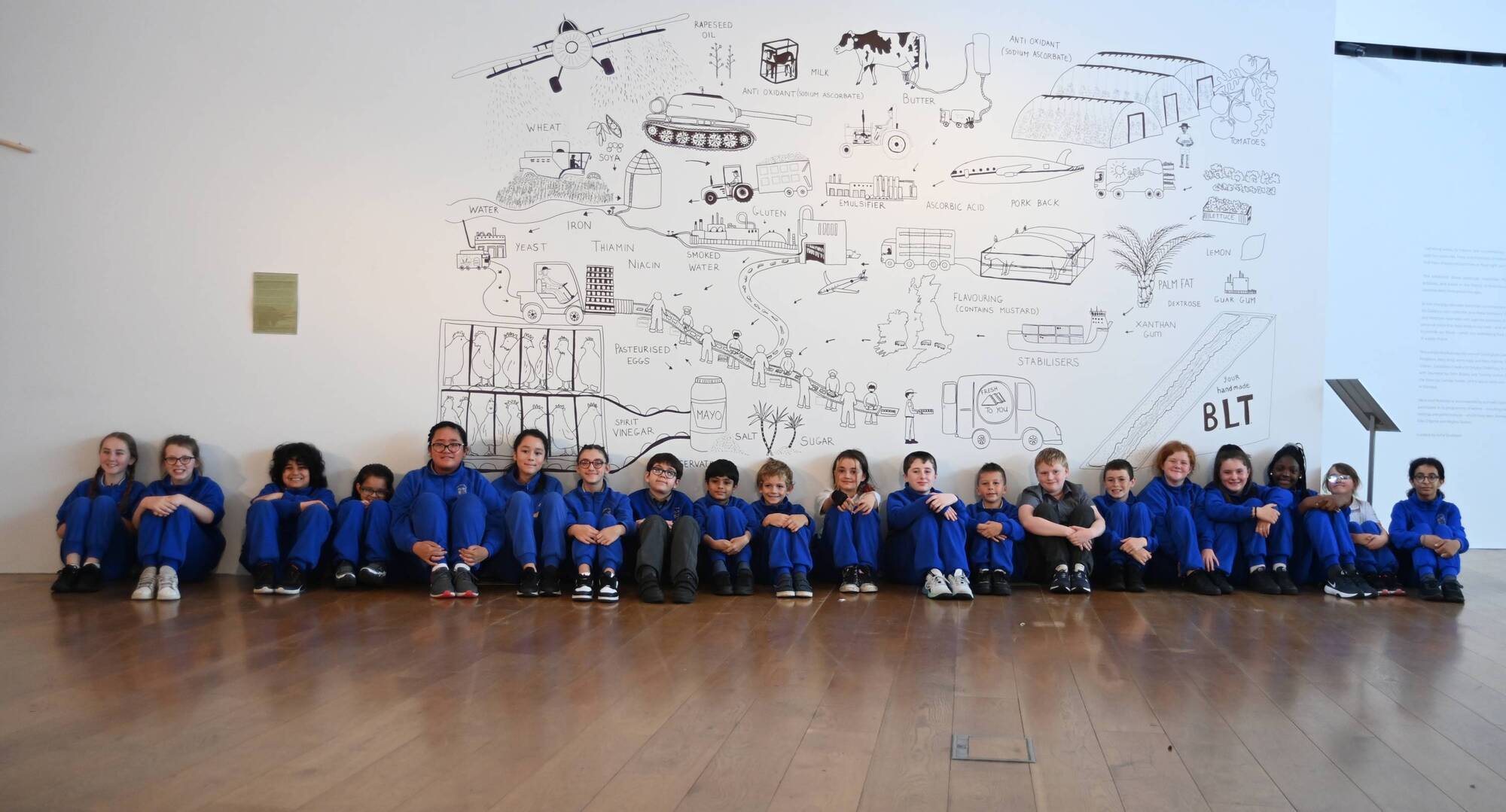Fifth class pupils from Scoil Ursula, Blackrock, Cork City, attending a workshop at Crawford Art Gallery in conjunction with the exhibition Meat and Potatoes.