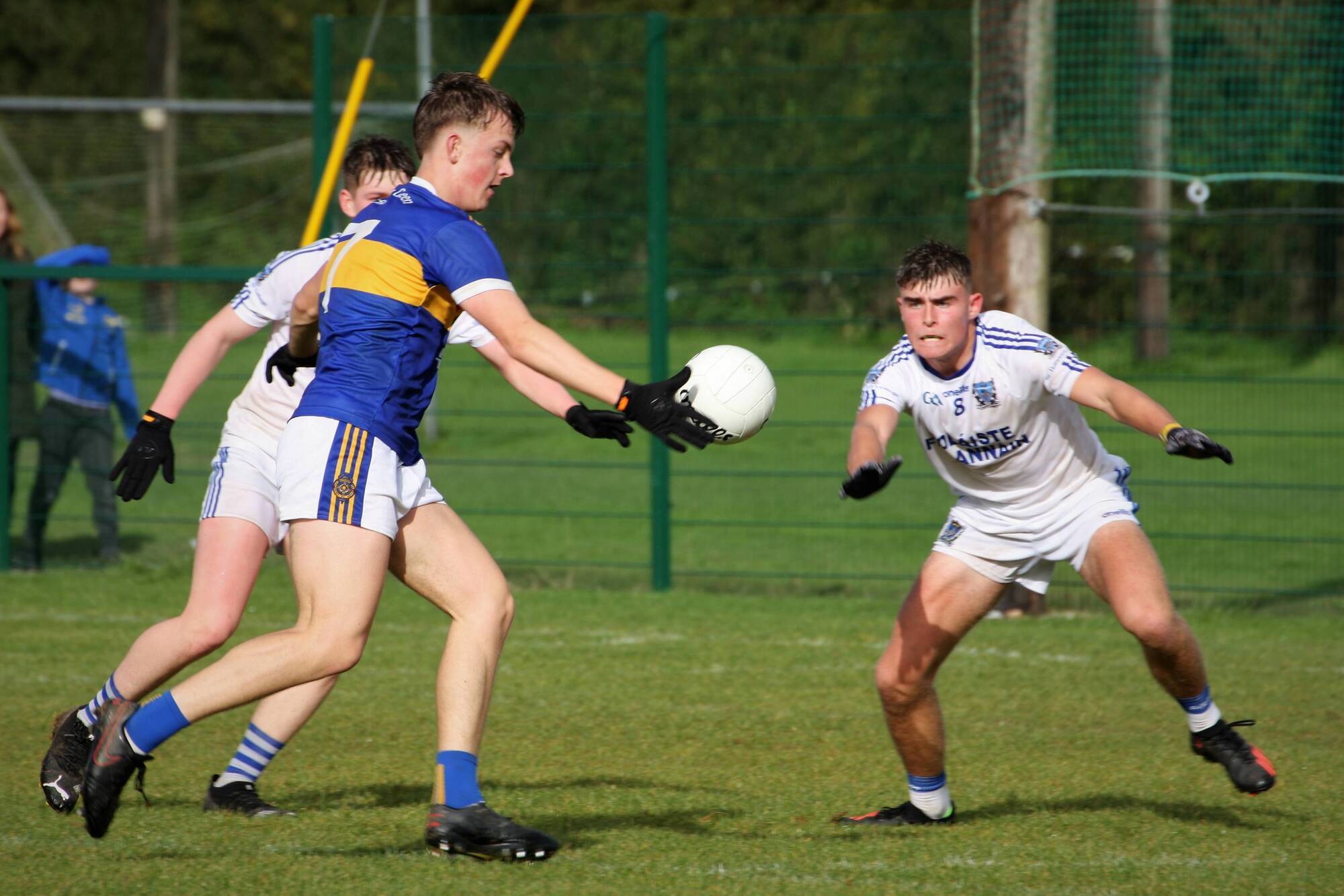 CLOSE QURTERS: Colm Browne scores a point for Tralee CBS despite the attentions of St Flannan's James Hegarty. Pic Adrienne McLoughlin 