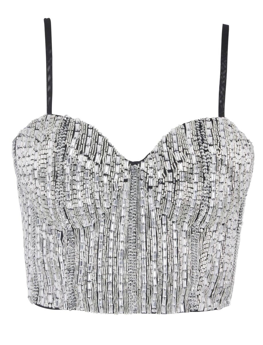 Embellished cropped corset top, River Island, €67