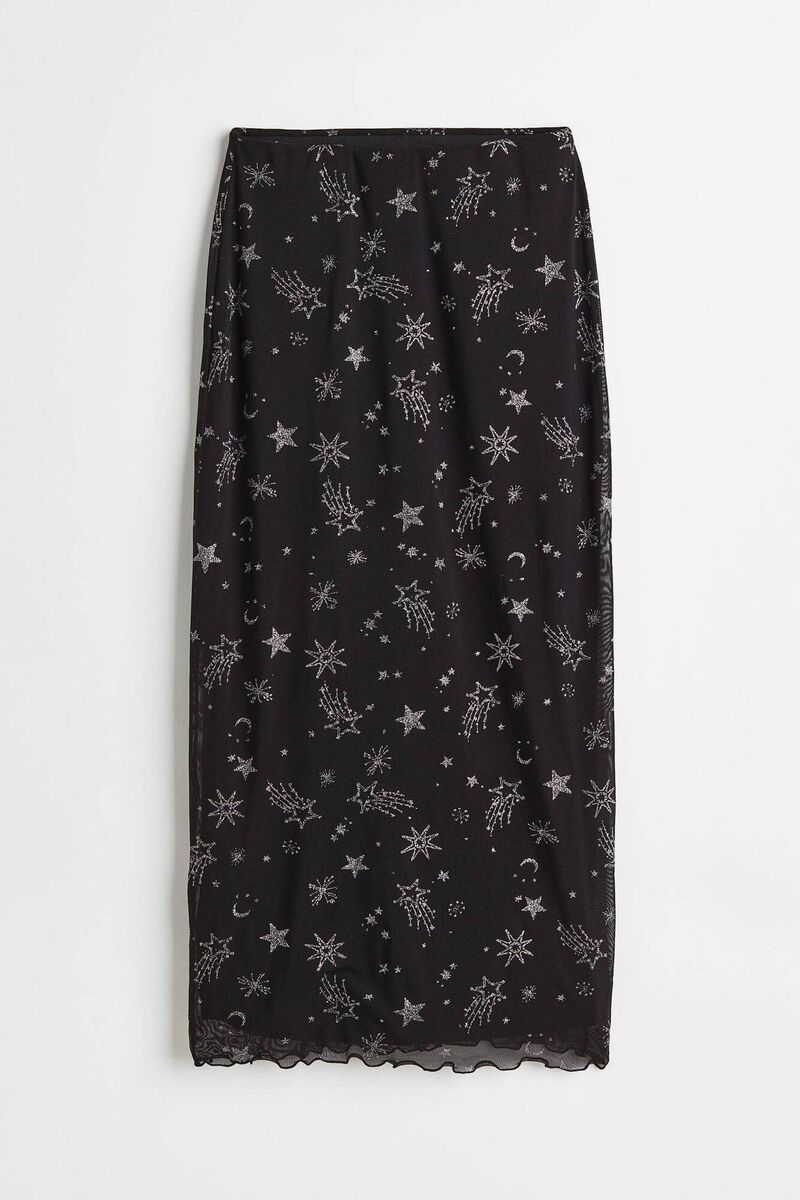 Glittery mesh skirt, H&amp;M, €17.99