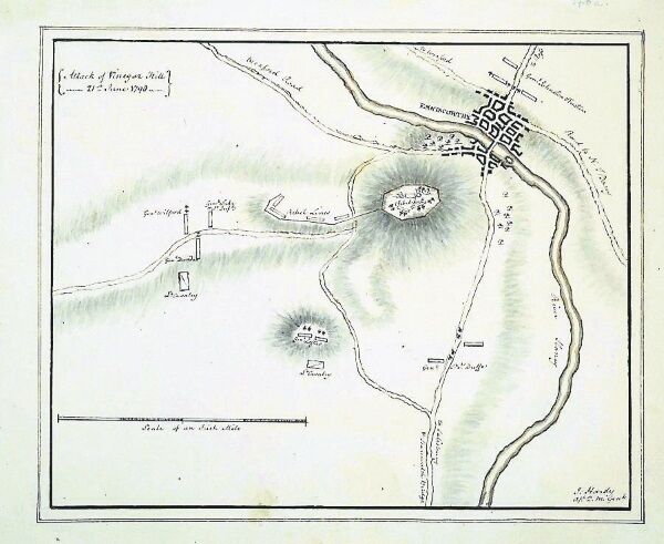 An oldmap from1798 of the Vinegar Hill battle site near Enniscorthy, CoWexford.