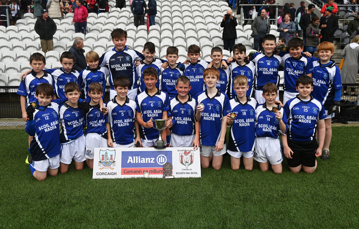 VICTORIOUS: Balyvourney celebrate after defeating Clondrohid in the Sciath Na Scol DF8 final. Pic: Eddie O'Hare