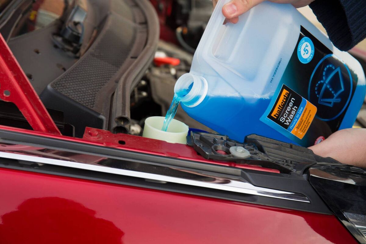 When it comes to the windscreen washer fluid, you shouldn’t use water on its own as this will struggle to clear windows in the winter months