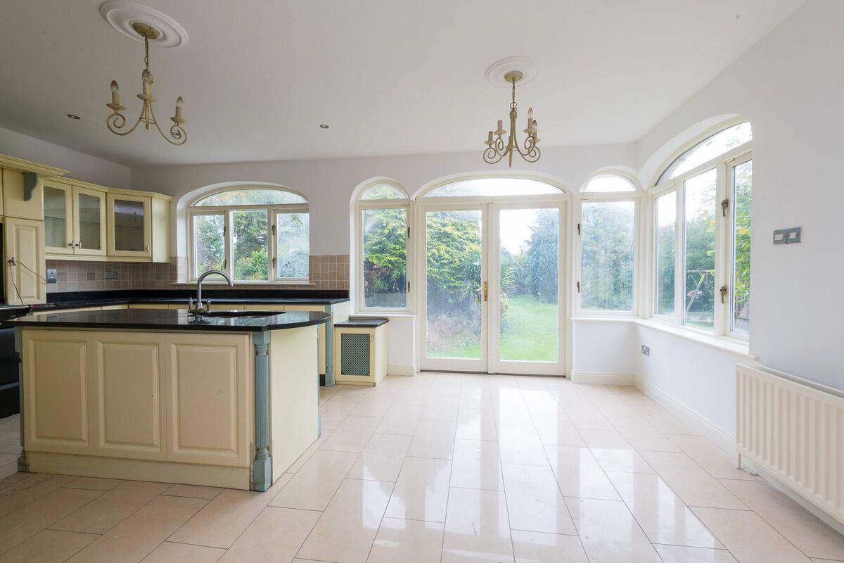 Kitchen with doors to the rear patio