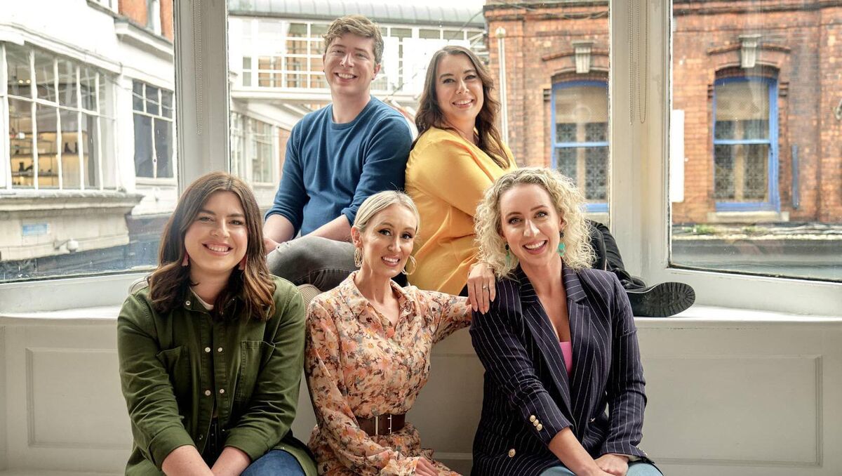 Michael Fry and Marissa Carter with #CreidimIonat mentors, the Beo ar Éigean crew Michael Fry and Marissa Carter with #CreidimIonat mentors, the Beo ar Éigean crew