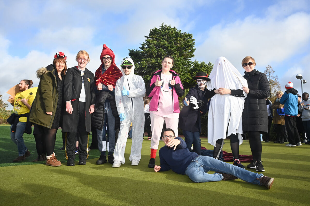  Halloween fun for pupils and staff at Scoil Bernadette who are delighted with their new school bus