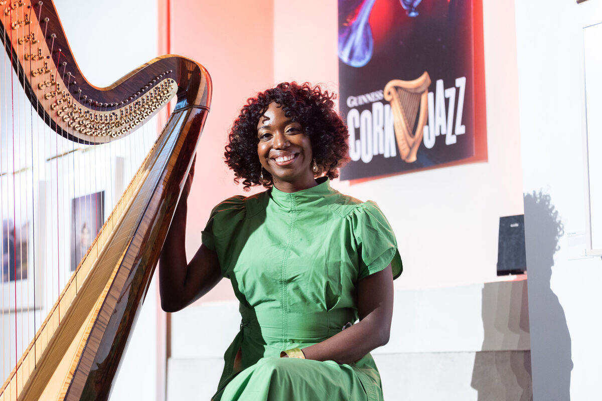 Musician Brandee Younger at the opening night of the Guinness Cork Jazz Festival in St Peters. Picture: Darragh Kane