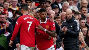 <p>THE RIGHT CHOICE: Manchester United's Cristiano Ronaldo is substituted for Marcus Rashford during the Premier League match at Old Trafford, Manchester. Pic: Martin Rickett/PA Wire.</p>