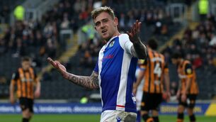 <p>MATCH-WINNER: Blackburn Rovers' Sammie Szmodics tries to lift the fans during the Sky Bet Championship match at the MKM Stadium, Kingston upon Hull. Pic: Ian Hodgson/PA Wire.</p>