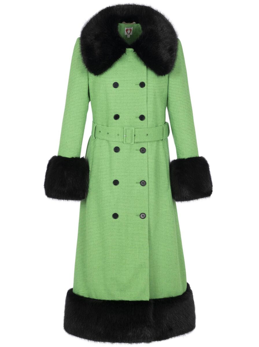 Green Fur Collard Coat, €930, Shrimps Green Fur Collard Coat, €930, Shrimps