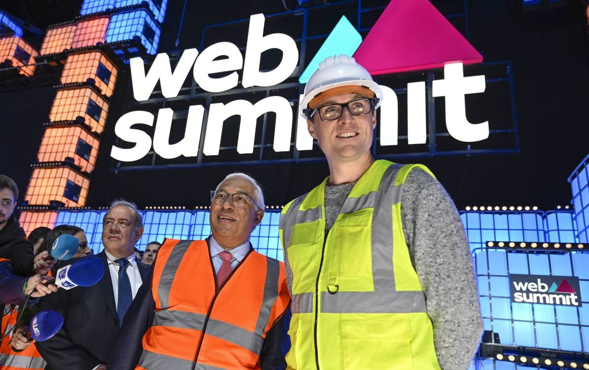 Portuguese Minister Antonio Costa Silva accompanies Portuguese Prime Minister Antonio Costa in a tour to Web Summit venue with Paddy Cosgrave, founder and CEO at Web Summit, on October 31, 2022. Picture: Horacio Villalobos#Corbis/Corbis via Getty Images