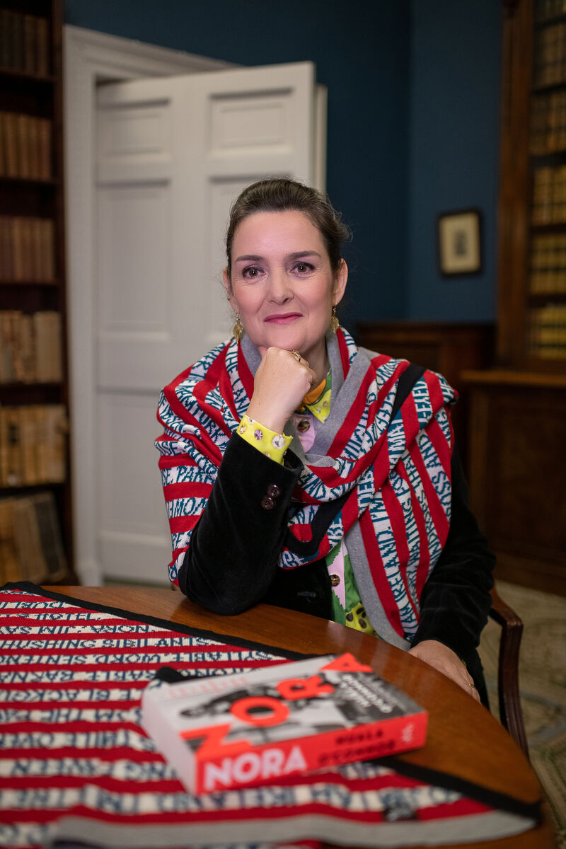 Author Nuala O'Connor wearing the Electronic Sheep x Nuala O'Connor 'I Am Ireland' scarf Author Nuala O'Connor wearing the Electronic Sheep x Nuala O'Connor 'I Am Ireland' scarf