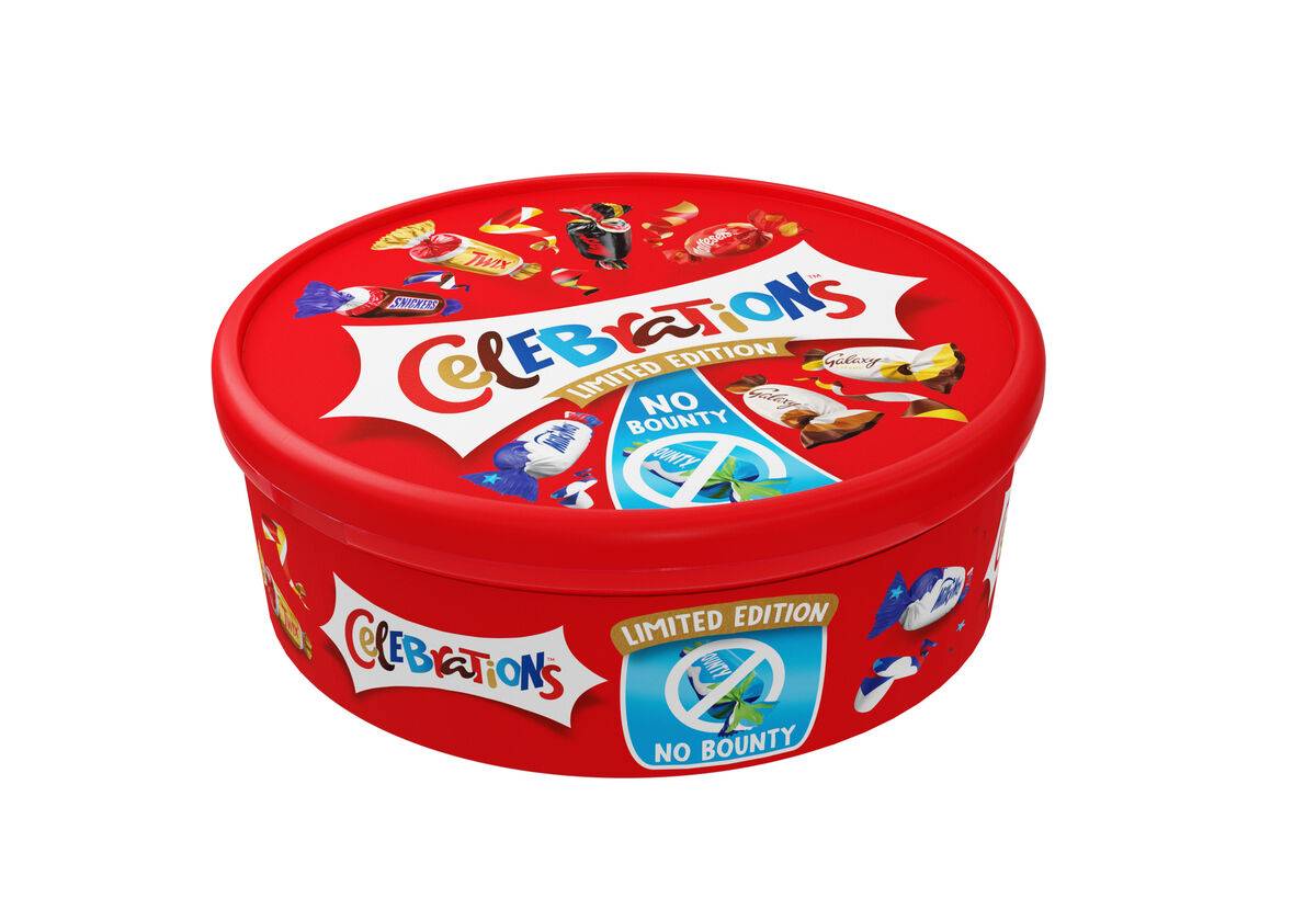 Mars Wrigley is to remove Bounty bars from its Celebrations chocolate tubs in a pre-Christmas trial after finding 39% of consumers want the coconut-flavoured treats banished for good. Mars Wrigley is to remove Bounty bars from its Celebrations chocolate tubs in a pre-Christmas trial after finding 39% of consumers want the coconut-flavoured treats banished for good.