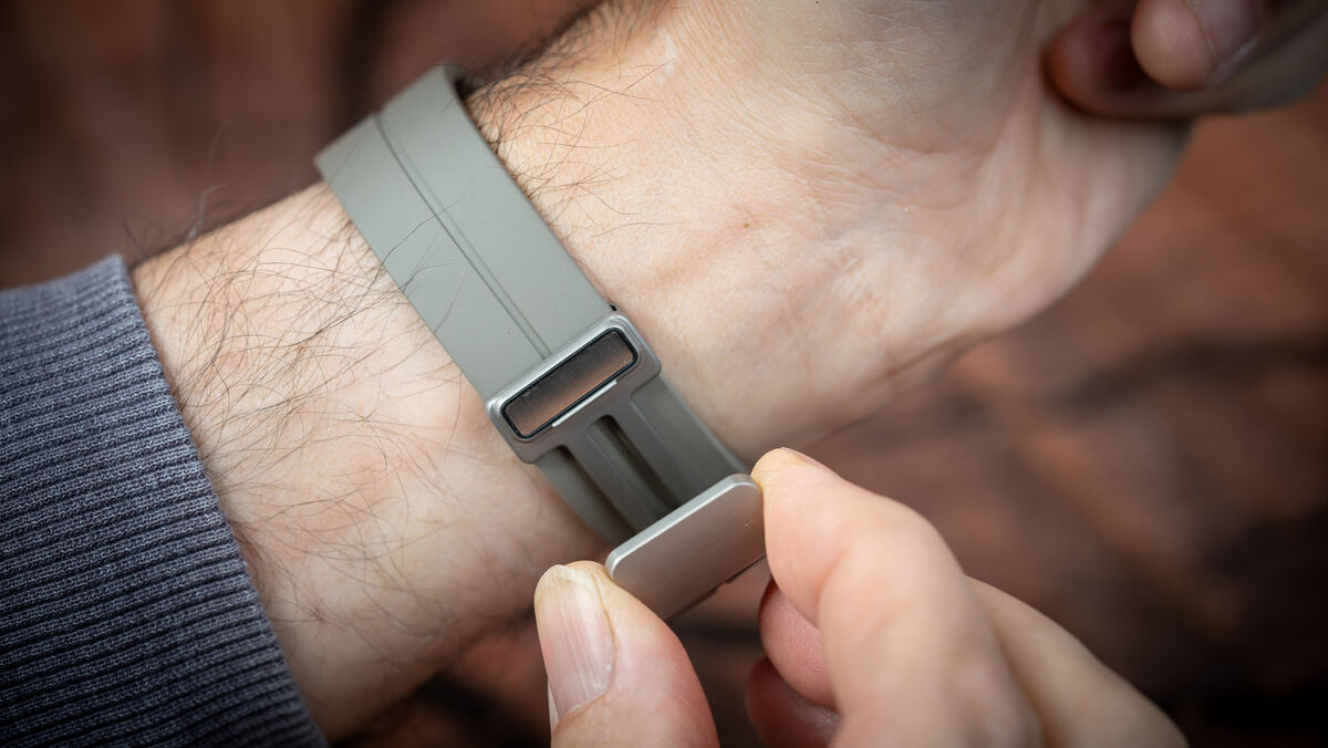 The design of the strap makes it easy to take the watch on and off. Picture: Noel Campion.