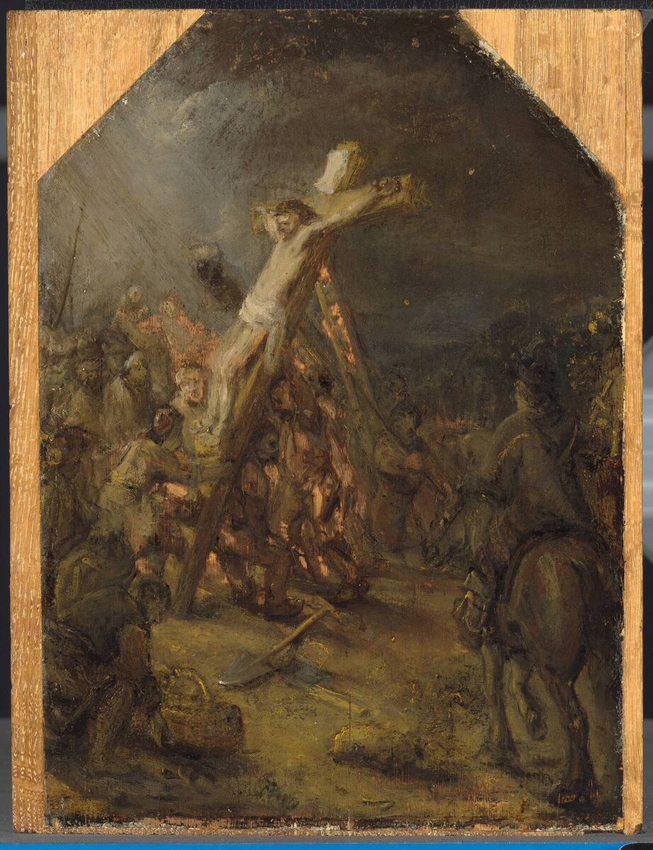 'The Raising of the Cross' by Rembrandt van Rijn has been on display in the Bredius museum in The Hague since 1921, Picture: Museum Bredius/  Reuters