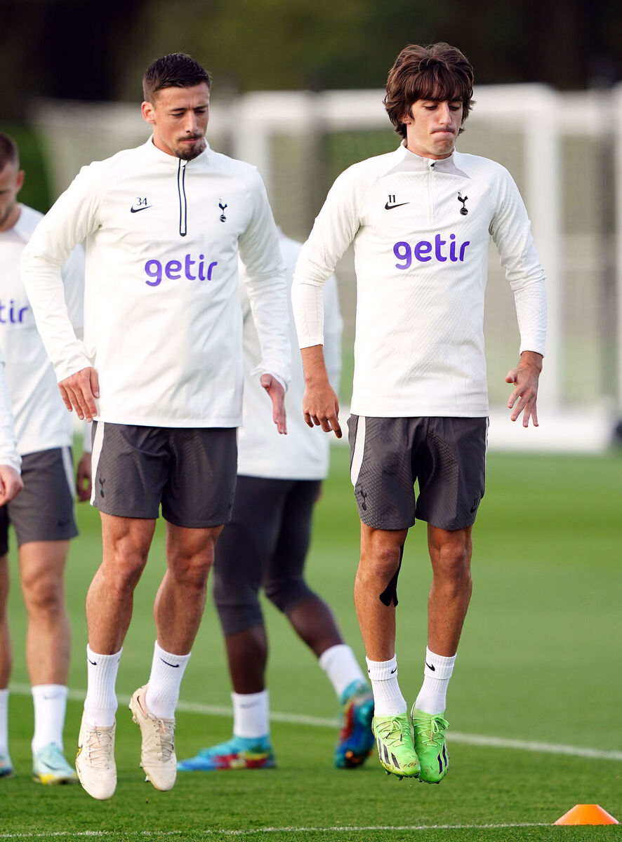 CHANCE INCOMING? Tottenham Hotspur's Bryan Gil (right) during a training session at Hotspur Way Training Ground.. Photo: Zac Goodwin/PA Wire.